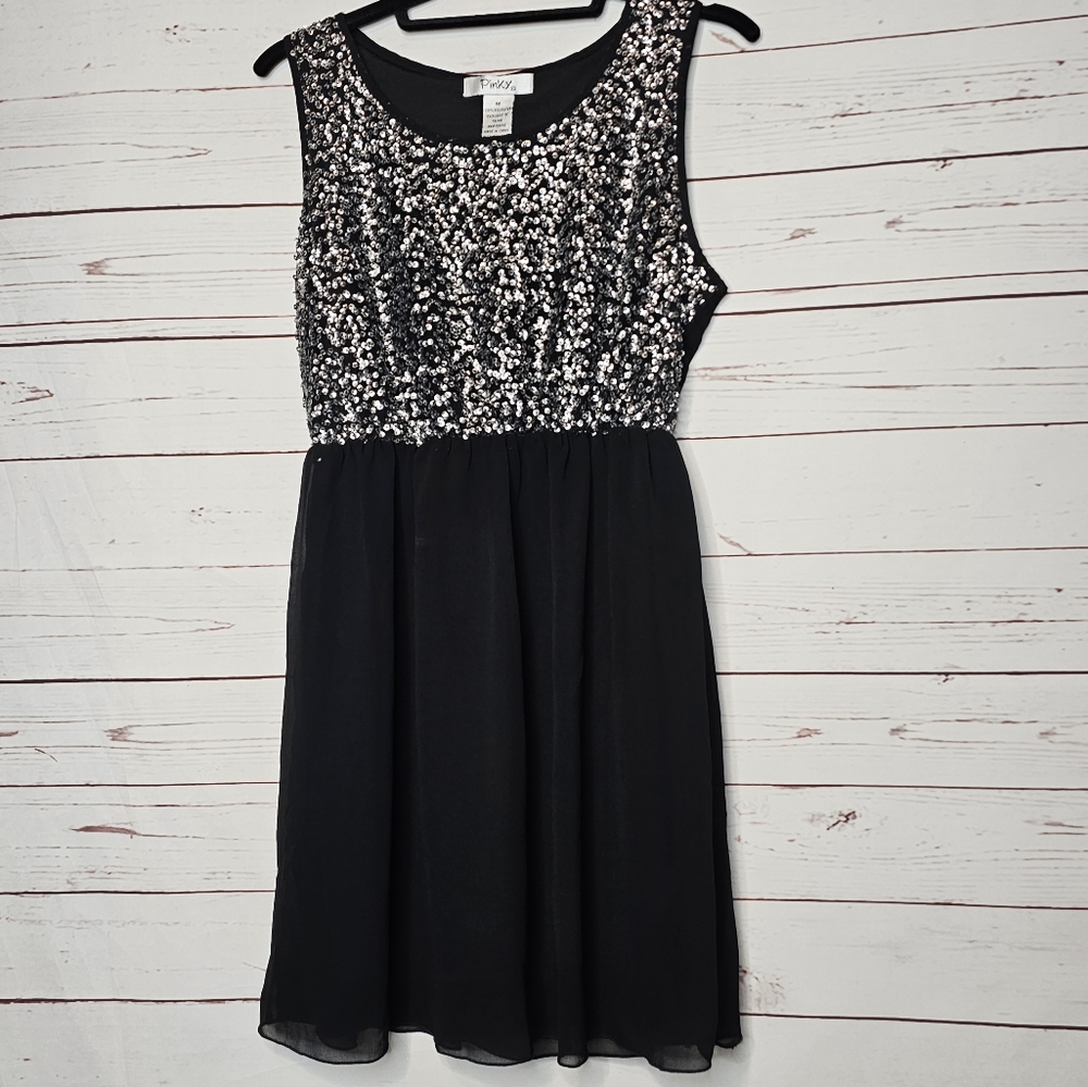 Pinky Black and Silver Sequin Dress